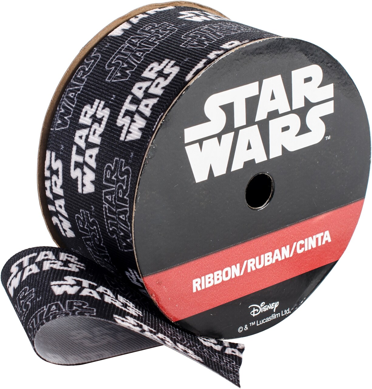 Offray Star Wars Ribbon 1-1/2X9'-Black & White